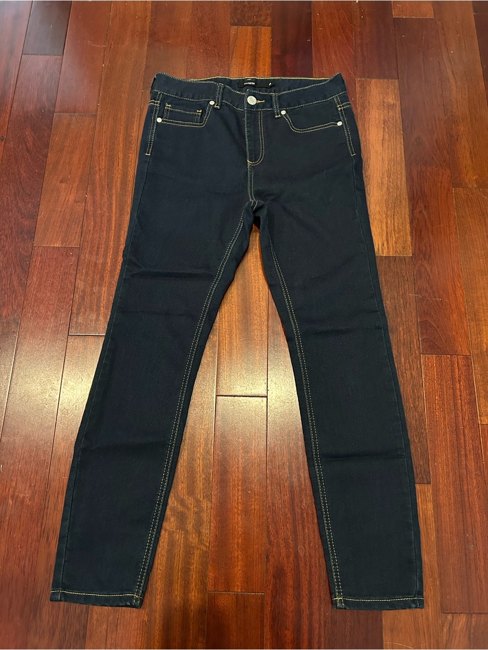 Womens Harper Dark Blue Skinny Straight Jeans No Distressing Like New High Waist